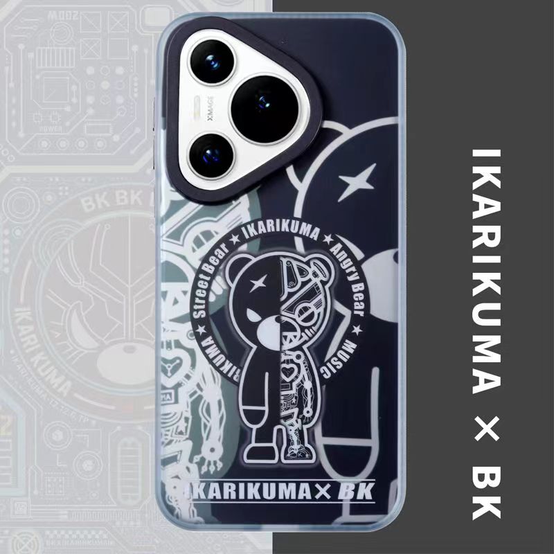 正品BK小黑熊原创科技潮牌磁吸壳华为pura70Pro+手机壳P70ultra磁吸小熊保护套