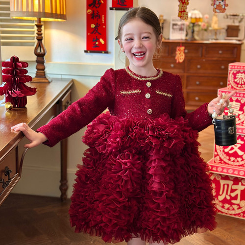 栀了成长记女童冬季加绒连衣裙