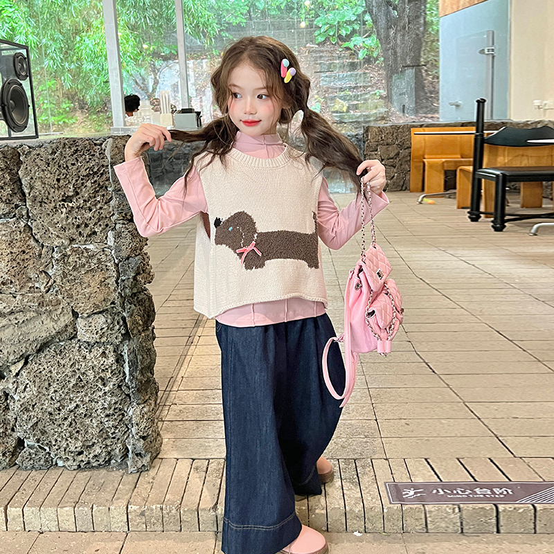 栀了成长记女童针织背心