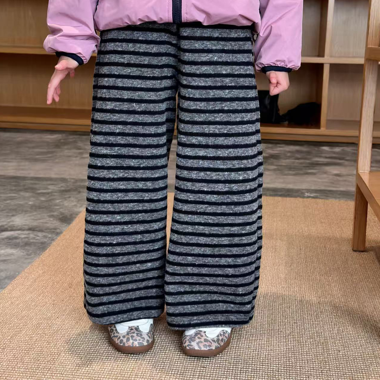 栀了成长记女童秋季条纹休闲裤子