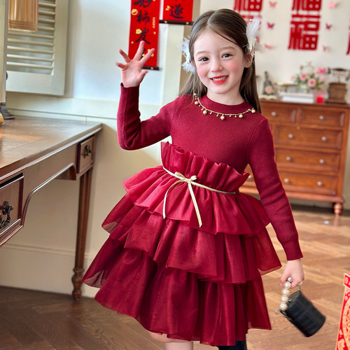 栀了成长记女童冬季加绒连衣裙