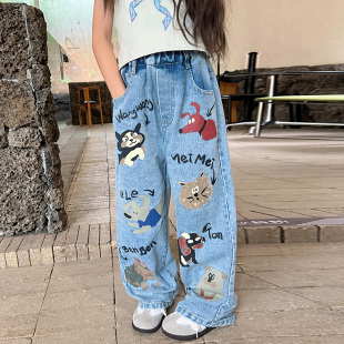 女童褲 牛仔褲 子春秋2025新款 女孩韓版 兒童時髦長褲 梔了成長記童裝