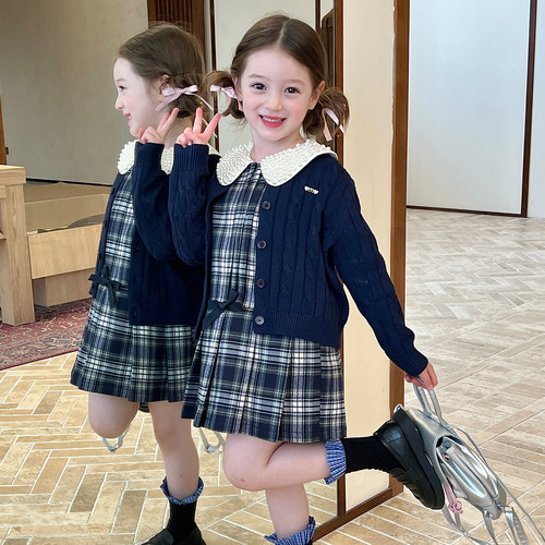 栀了成长记女童学院风连衣裙