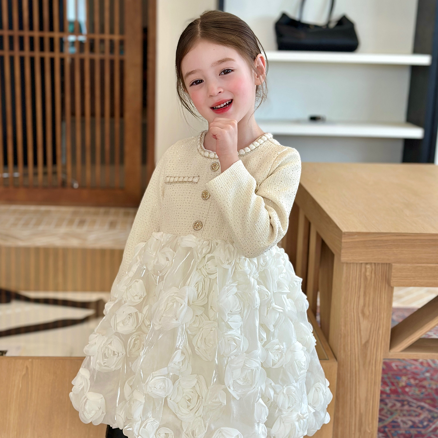 栀了成长记女童冬季加绒连衣裙