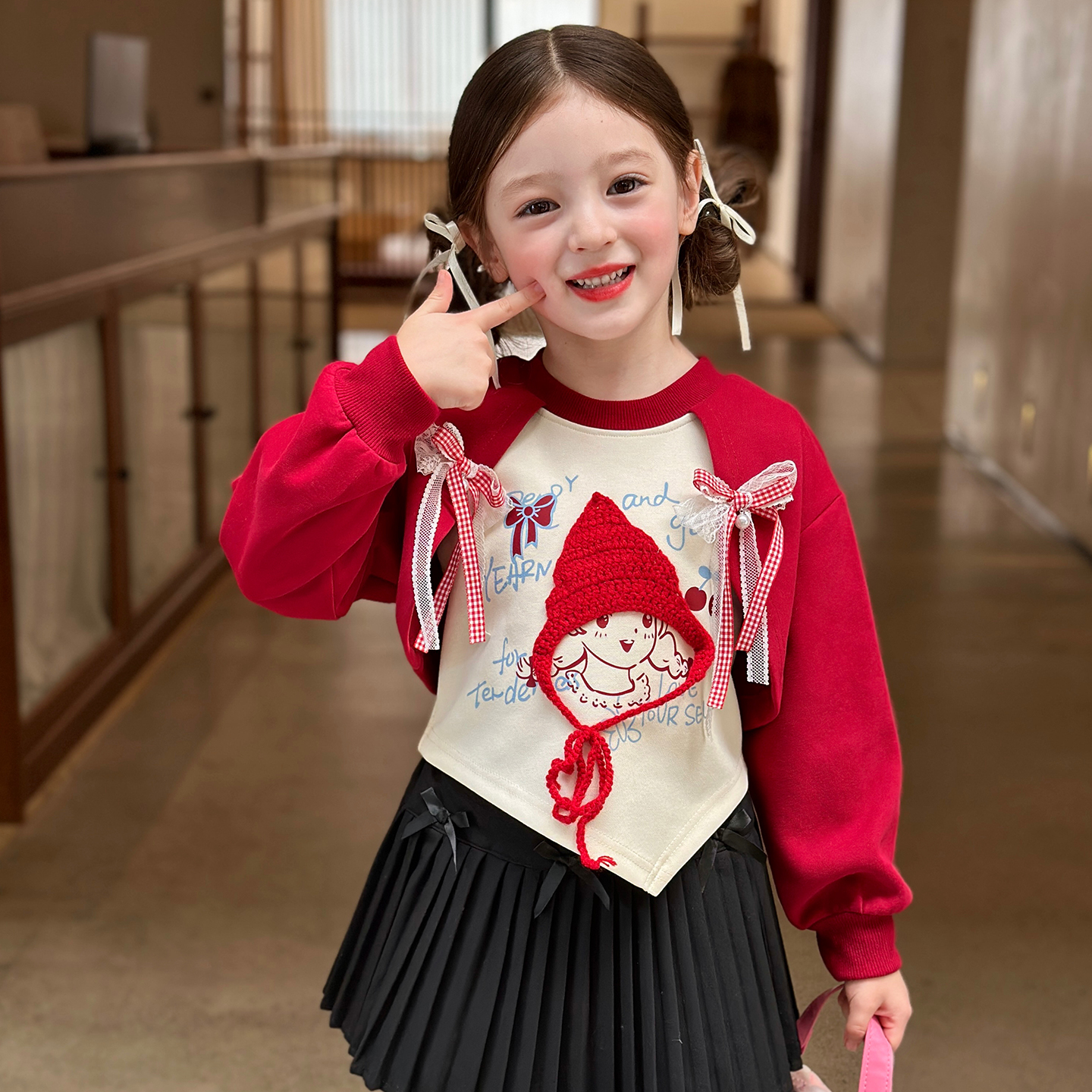 栀了成长记女童秋季假两件卫衣