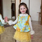 儿童国风无袖 提花圆领马甲2026春季 上衣 女童新中式 栀了成长记童装