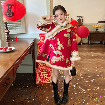 栀了成长记女童国风旗袍连衣裙