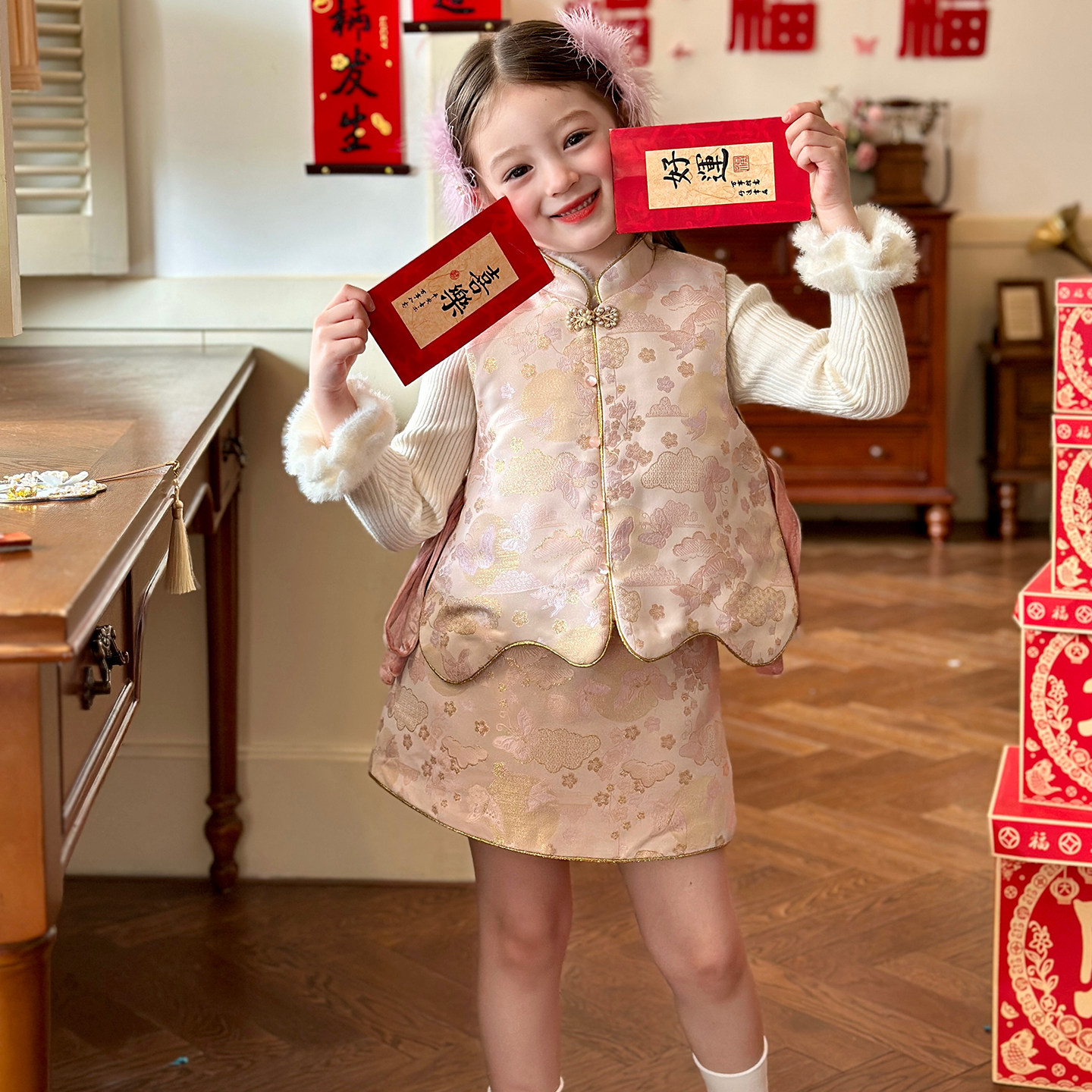 栀了成长记女童冬季国风套装