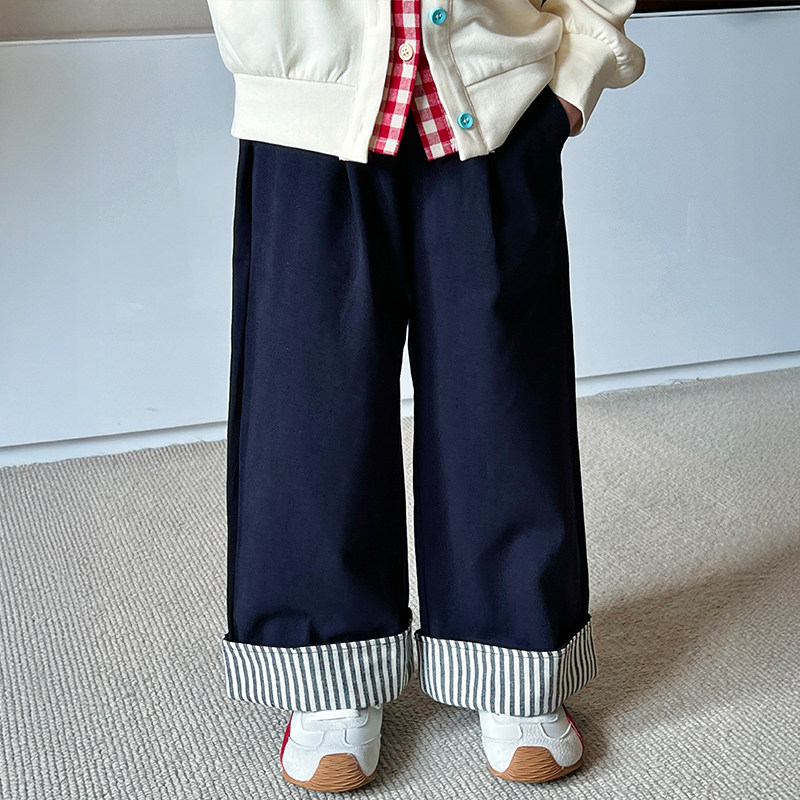 栀了成长记童装女童韩版休闲撞色直筒裤春秋新款儿童百搭卷边裤子,童装/婴儿装/亲子装,裤子,淘宝优惠券,粉丝福利购,淘宝优惠卷