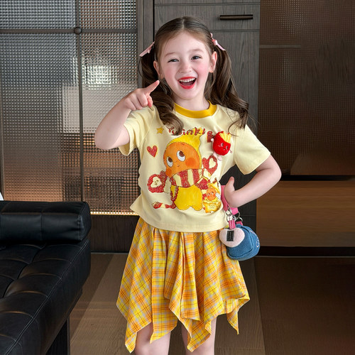 栀了成长记女童装甜酷卡通上衣2026夏季新款儿童美式复古短袖T恤 - 封面