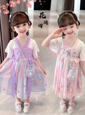 汉服女童连衣裙夏季薄款短袖唐装