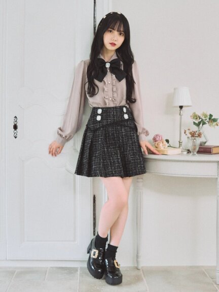 小回2022秋冬新款 日系甜美翻领百搭长袖衬衫女士蝴蝶结可拆