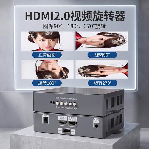 工业高端4K60HZ画面901827度旋竖屏视频转换器HDMI清图翻倒镜像盒
