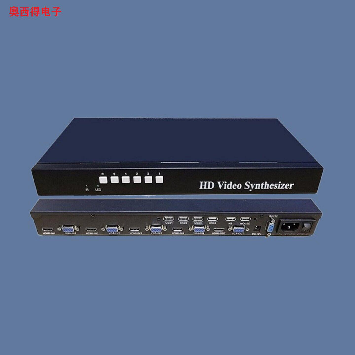 进口高端清方案四HDMI4VGA画面分割器屏幕叠加漫游缩放K无缝切换
