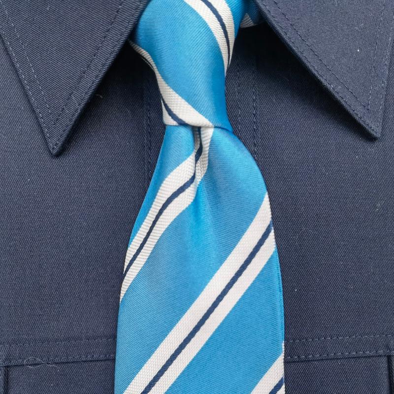 原创JR学院风韩版天蓝色男女青年时尚百搭衬衫柔软真丝条纹窄领带