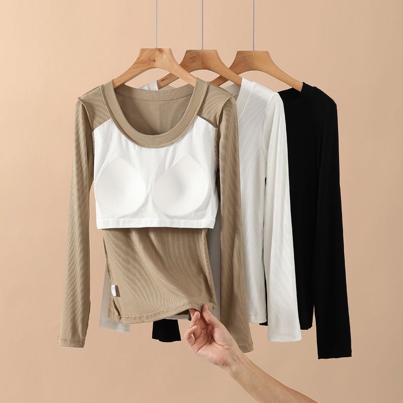 2025新款秋衣罩杯一体式带胸垫