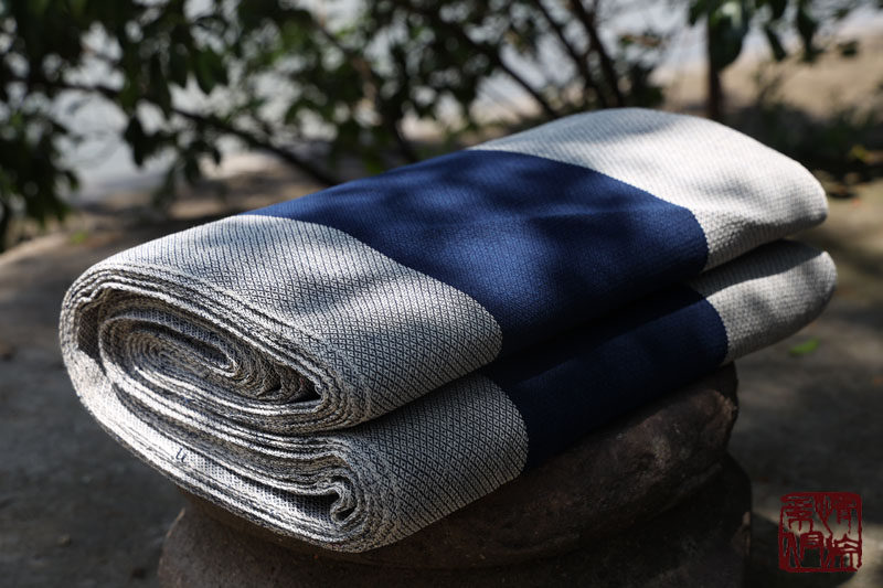 植物靛蓝染棉纱色织花纹布家具布艺布包茶席纯棉面料门幅宽40cm