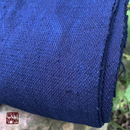 手织四综回纹布植物靛蓝染色黑蓝1号回纹春秋服装面料拼布茶艺布