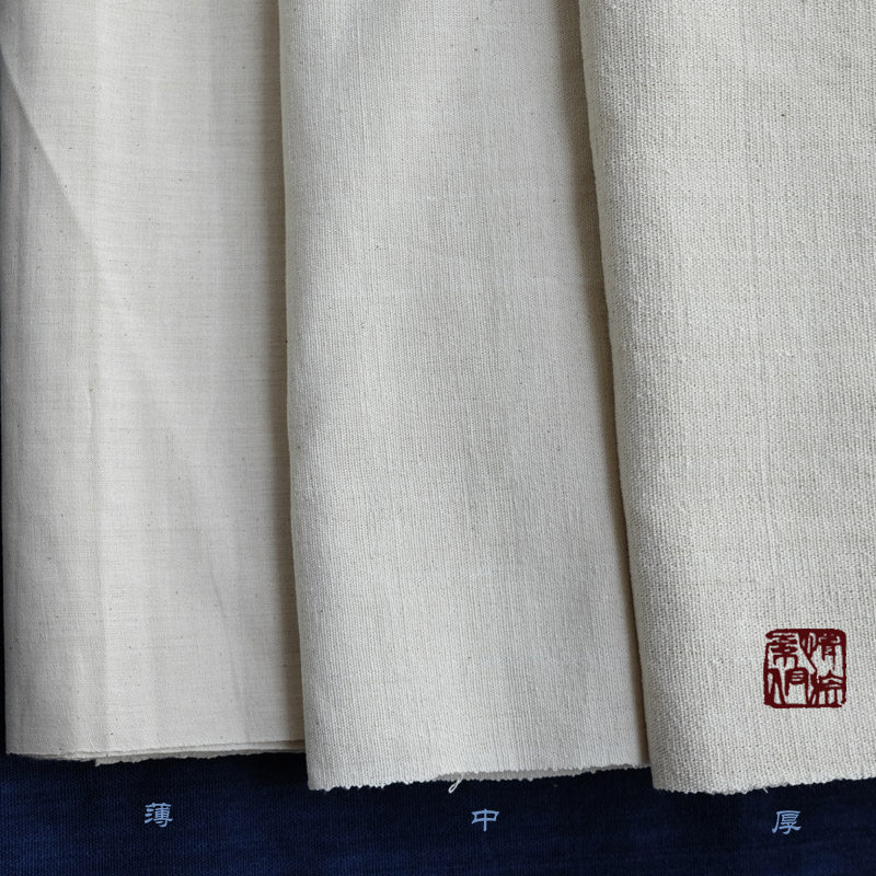 手工织布薄厚纯棉床品服装DIY草木染原色坯布家织粗布宽40-43cm_虎窝淘