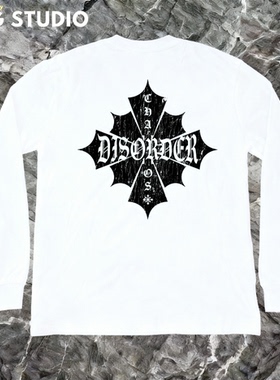 DISORDER滑板长袖 街头运动英文潮流长袖男T  全棉舒适秋冬衣服