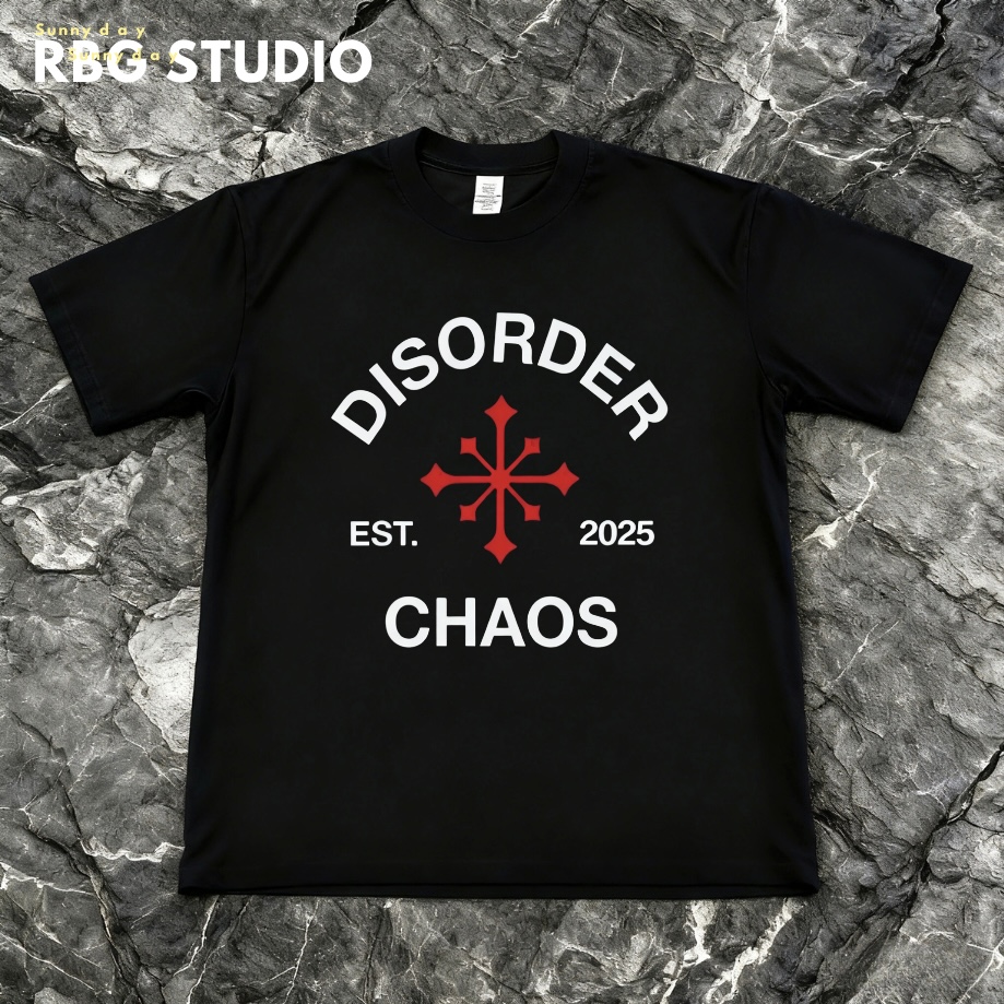 DISORDER滑板短袖 英文潮流T恤    奈亚·休斯顿同款复刻滑板衣服