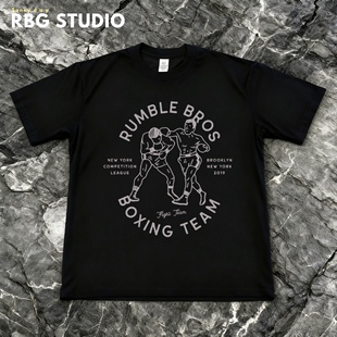 复古boxing运动短袖 拳击短袖 拳击训练衣服 拳击衣服 拳击T恤