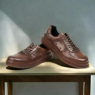 男款手工真皮板鞋男士休闲皮鞋2025新款男鞋春秋款缝线皮沿条透气