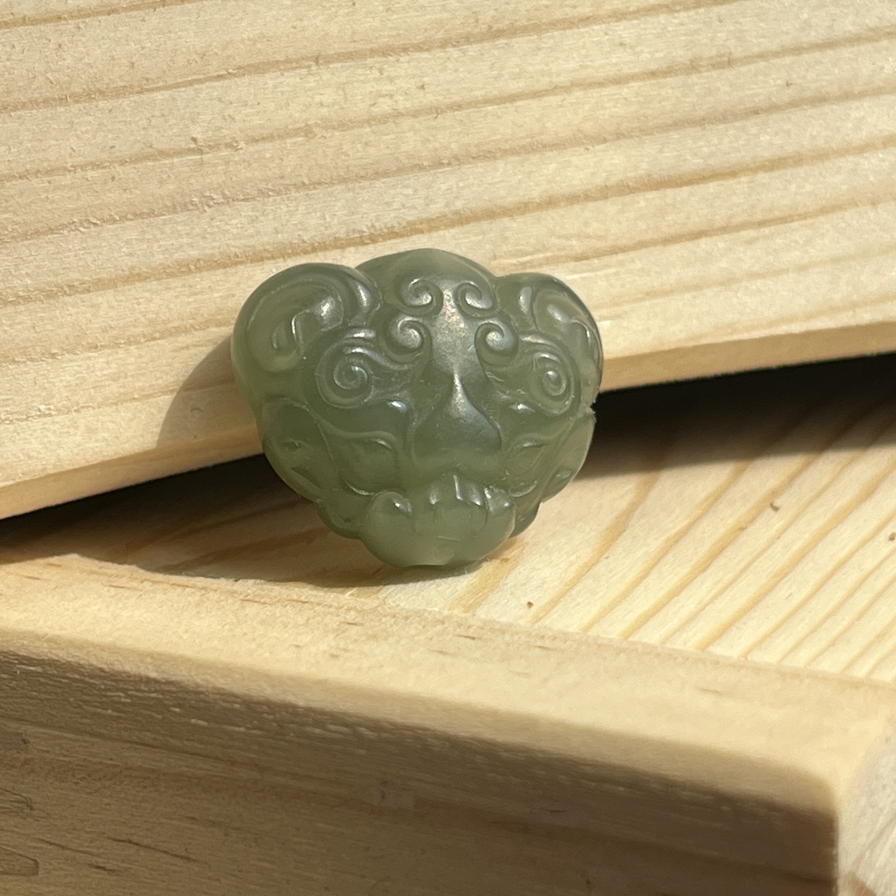 新疆和田玉碧玉鸭蛋青精品兽面背云绳束挂件佛珠手串配件配饰