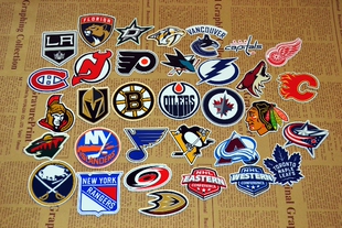 NHL冰球联盟全套球队队标不干胶防水贴纸 箱包贴头盔贴可做号码贴
