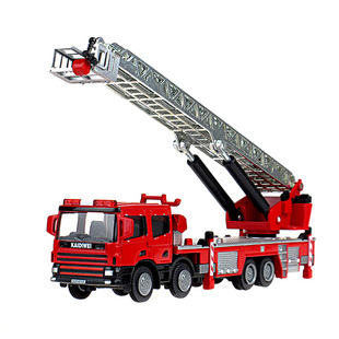 凯迪威合金工程车1:50云梯消防车119救火救援可伸缩静态收藏模型