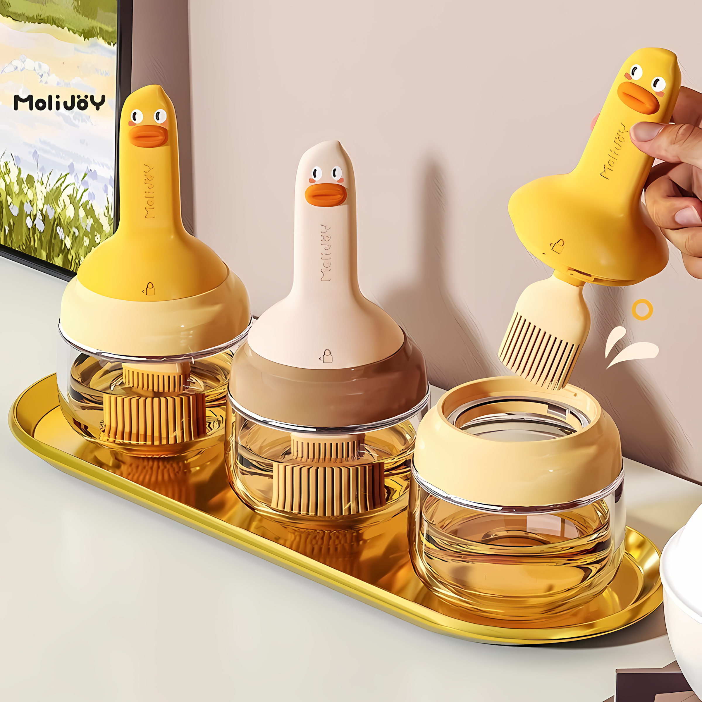 油刷家用耐高温油瓶一体玻璃食品级厨房烙饼烘焙烧烤硅胶刷子带瓶