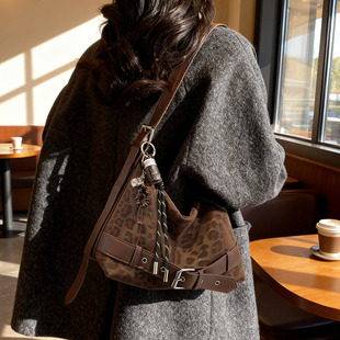 EUNICE 大容量百搭手提腋下包 EXQUISITE复古豹纹单肩托特包包女款