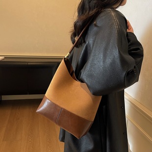 EUNICE EXQUISITE麂皮绒磨砂单肩托特包包女大容量子母手提腋下包