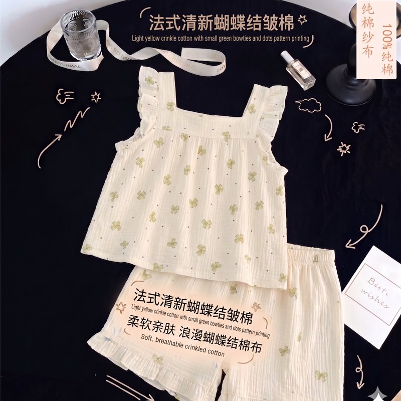 夏季纯棉女可外穿睡衣套装