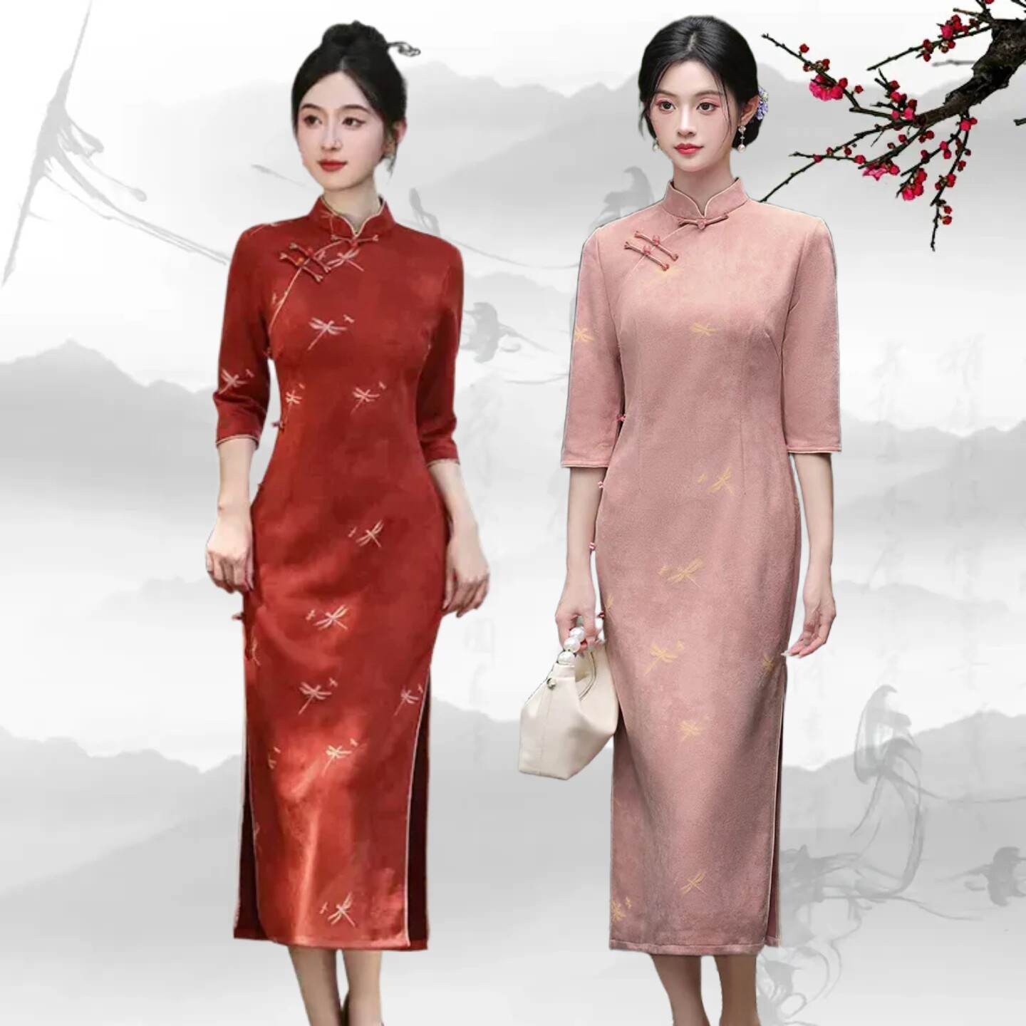 皮绒年轻款修身苏州婚宴敬酒旗袍