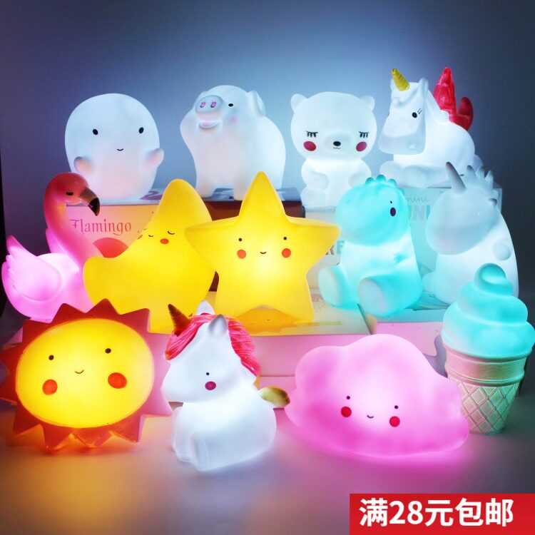 网红创意小夜灯少女心 床头led卡通鲸鱼灯 喂奶灯 宝宝陪睡月亮灯