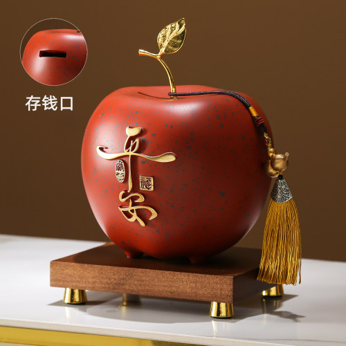 中式苹果存钱罐客厅玄关工艺品