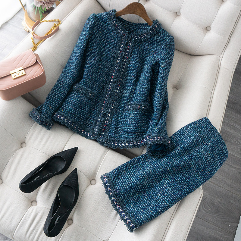 小香风惊艳孔雀蓝编织套装春春 新品优雅名媛上衣+半身裙两件套女,女装/女士精品,时尚套装,淘宝优惠券,粉丝福利购,淘宝优惠卷