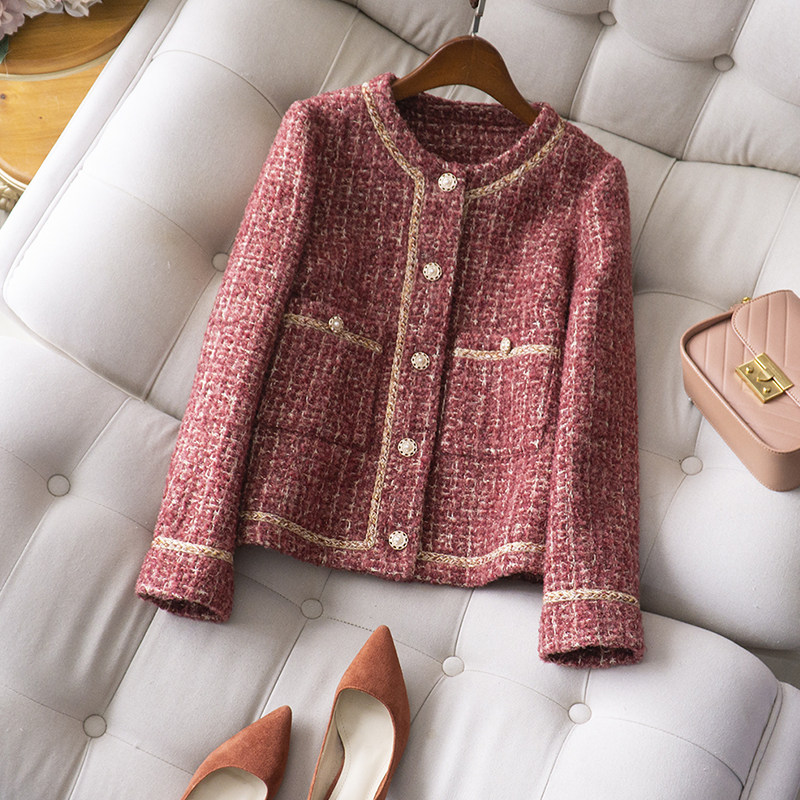 高端小香风外套女2025新款春春羊毛开衫外搭短款粗花呢编织上衣,女装/女士精品,短外套,淘宝优惠券,粉丝福利购,淘宝优惠卷