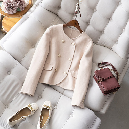 羊毛双面呢短款通勤OL外套