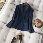 修身 日系通勤风小个子毛呢西装 春冬新品 剪裁腰带羊毛西服外套女