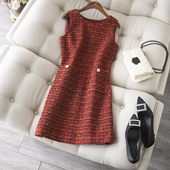 圣诞风气质小姐姐粗花呢亮丝夹闪春春新款 背心裙女可搭配同款 外套