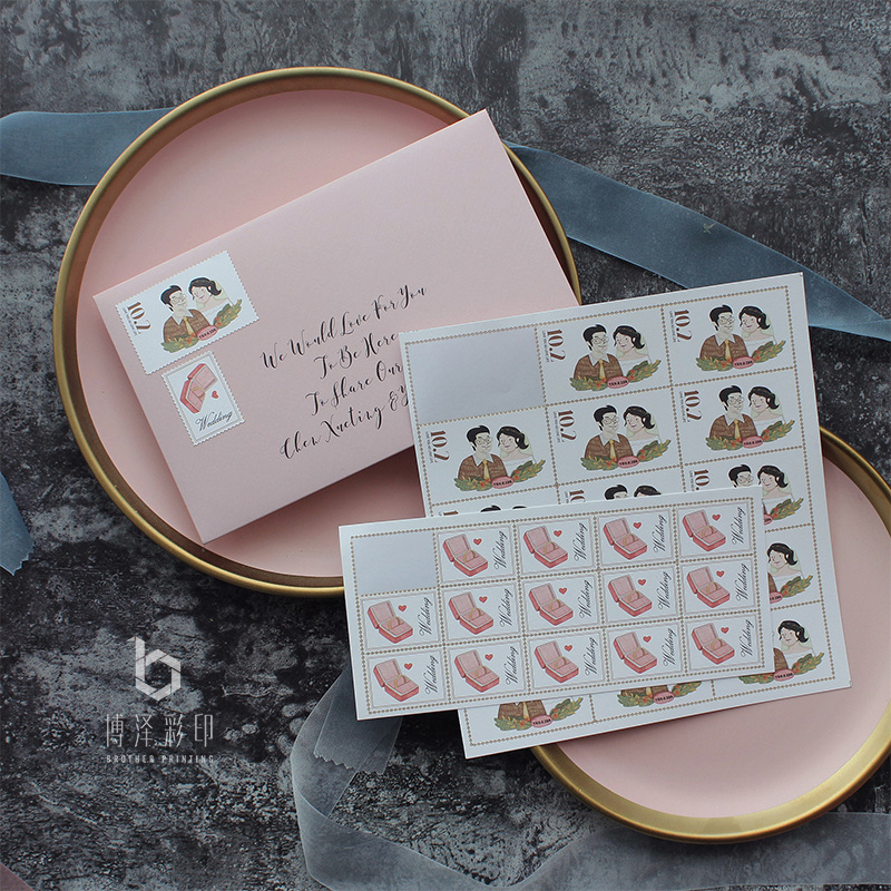 个性定制封口贴博泽棉纸背胶邮票