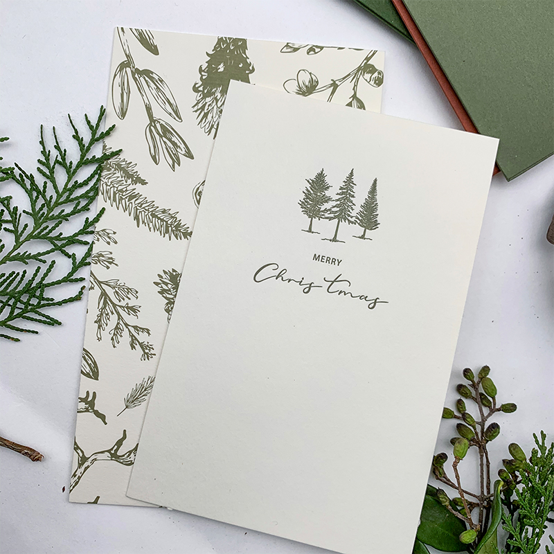 原创复古圣诞绿色卡片