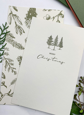 现货可定制 原创圣诞简约文艺手写贺卡森系小清新LetterPress卡片