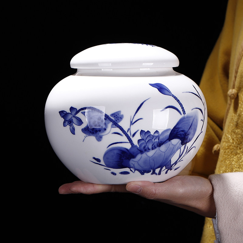陶瓷存茶罐青花瓷包装储物密封防潮家用中药膏方大号陶瓷茶叶罐子