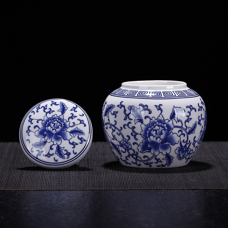 陶瓷茶叶罐中式青花瓷茶叶盒包装储物密封药膏方香料小存茶叶罐子,厨房/烹饪用具,密封罐,淘宝优惠券,粉丝福利购,淘宝优惠卷