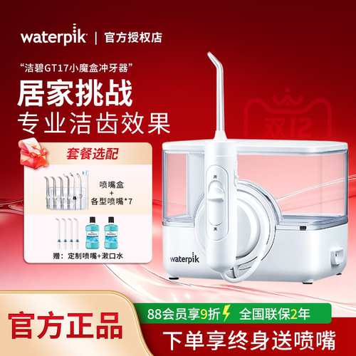 Waterpik洁碧冲牙器GT17家用台式Pro充电式小魔盒水牙线正畸清洁