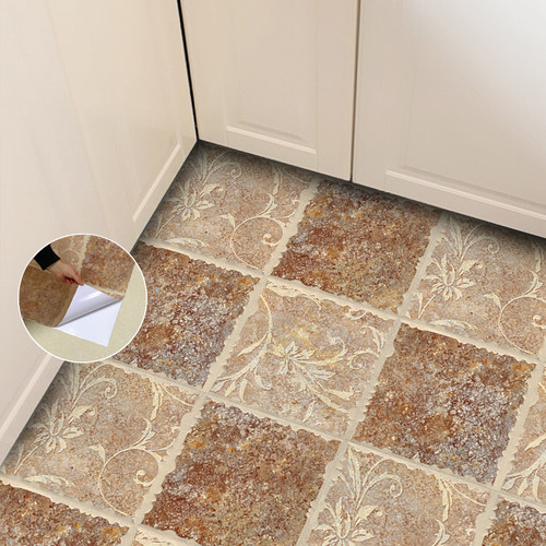 厨房地砖贴纸自粘加厚防水防油阳台卫生间地贴装饰墙贴画地面翻新