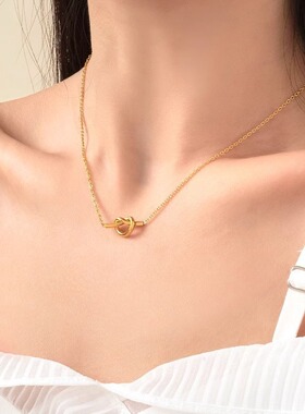 通体钛钢  个性打结钛钢项链女小众设计轻奢感颈链简约配饰